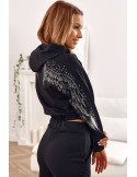 Women\'s tracksuit set with wings black FI624 - Online store - Boutique